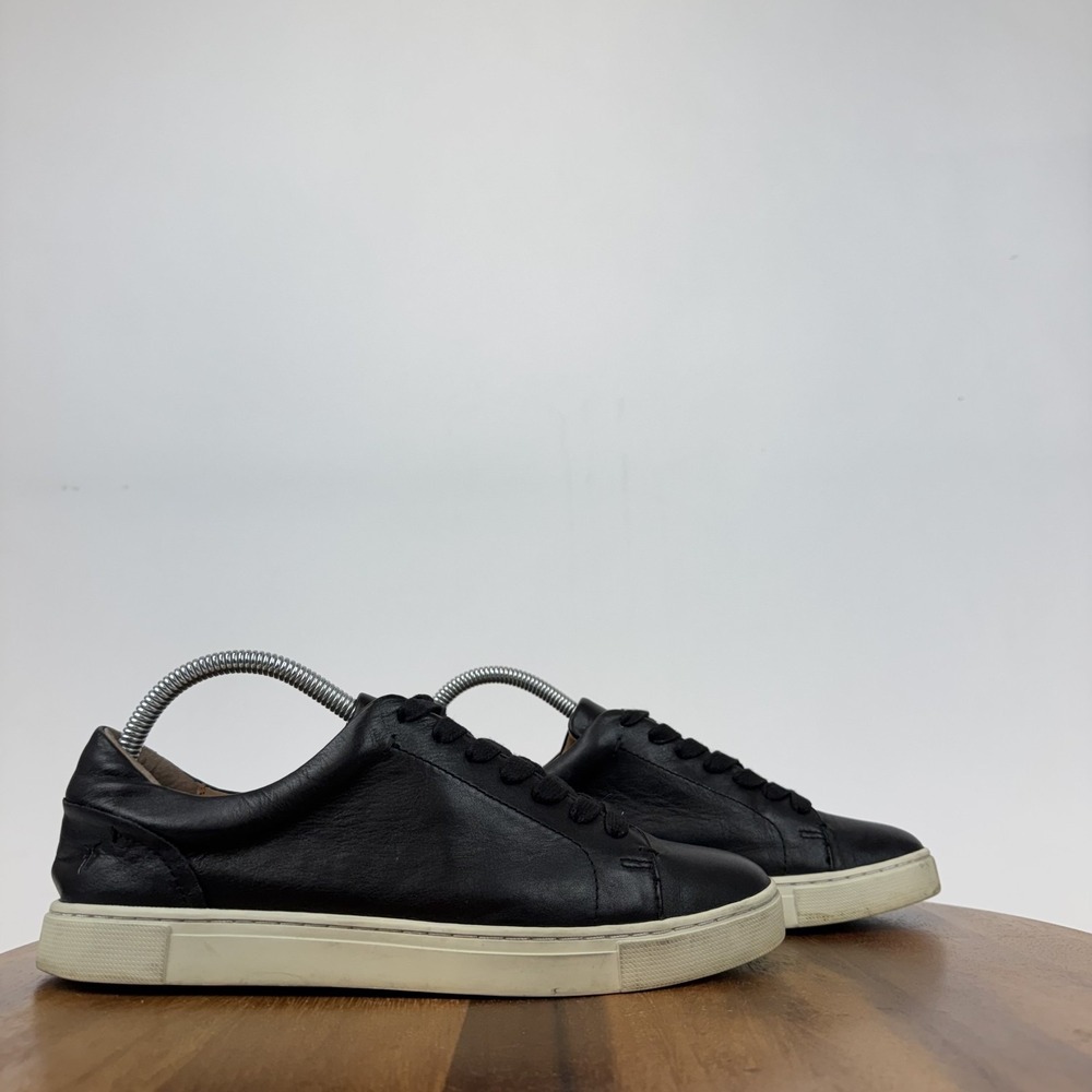 Womens Frye Ivy Black Leather Low Top Casual Comfort Sneakers Shoes Size 8 M GUC